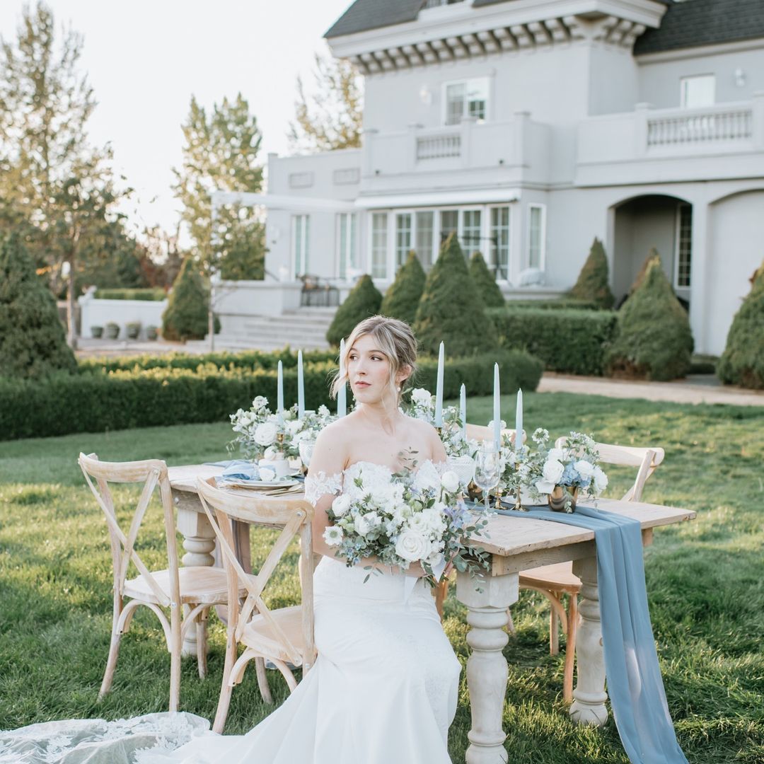 bride at reception table 