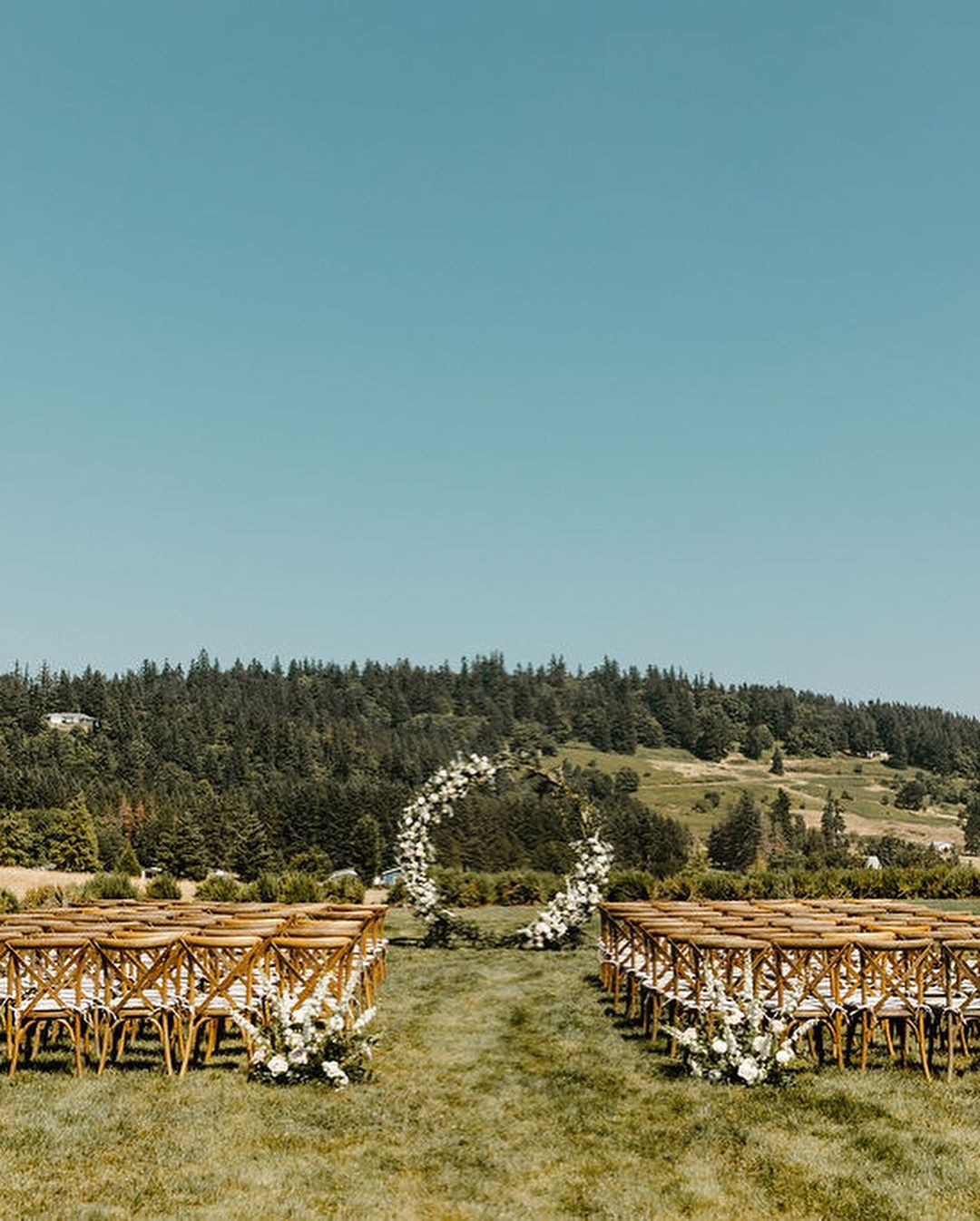 ceremony aisle at european-inspired wedding venue 