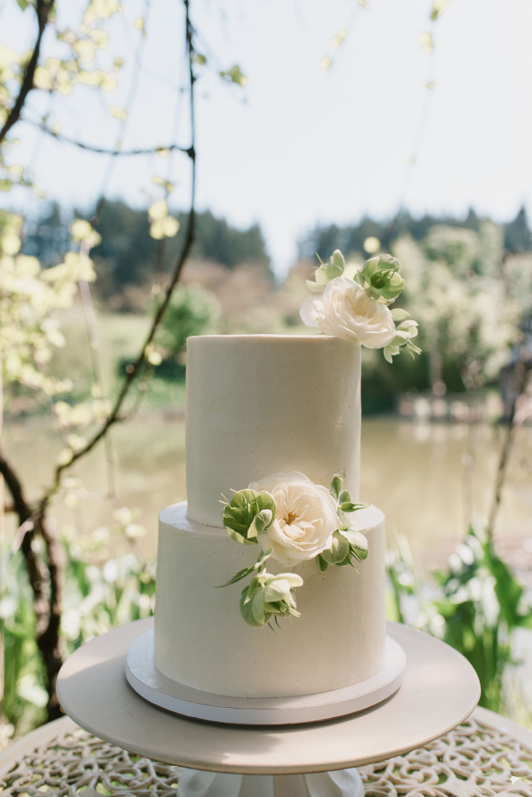 floral wedding cake from european-inspired wedding venue photos