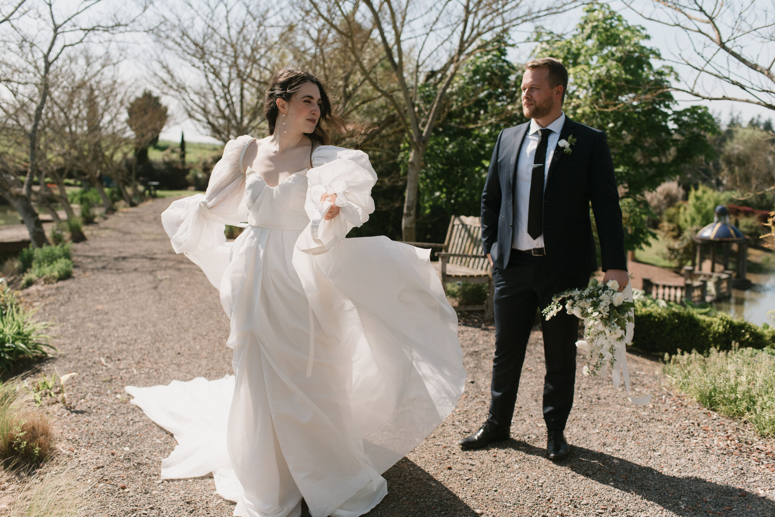 bride and groom portrait from european-inspired wedding venue photos