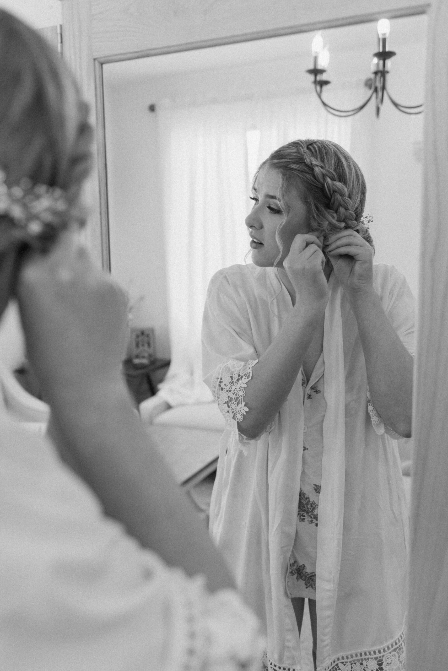 candid wedding photography of bride getting ready
