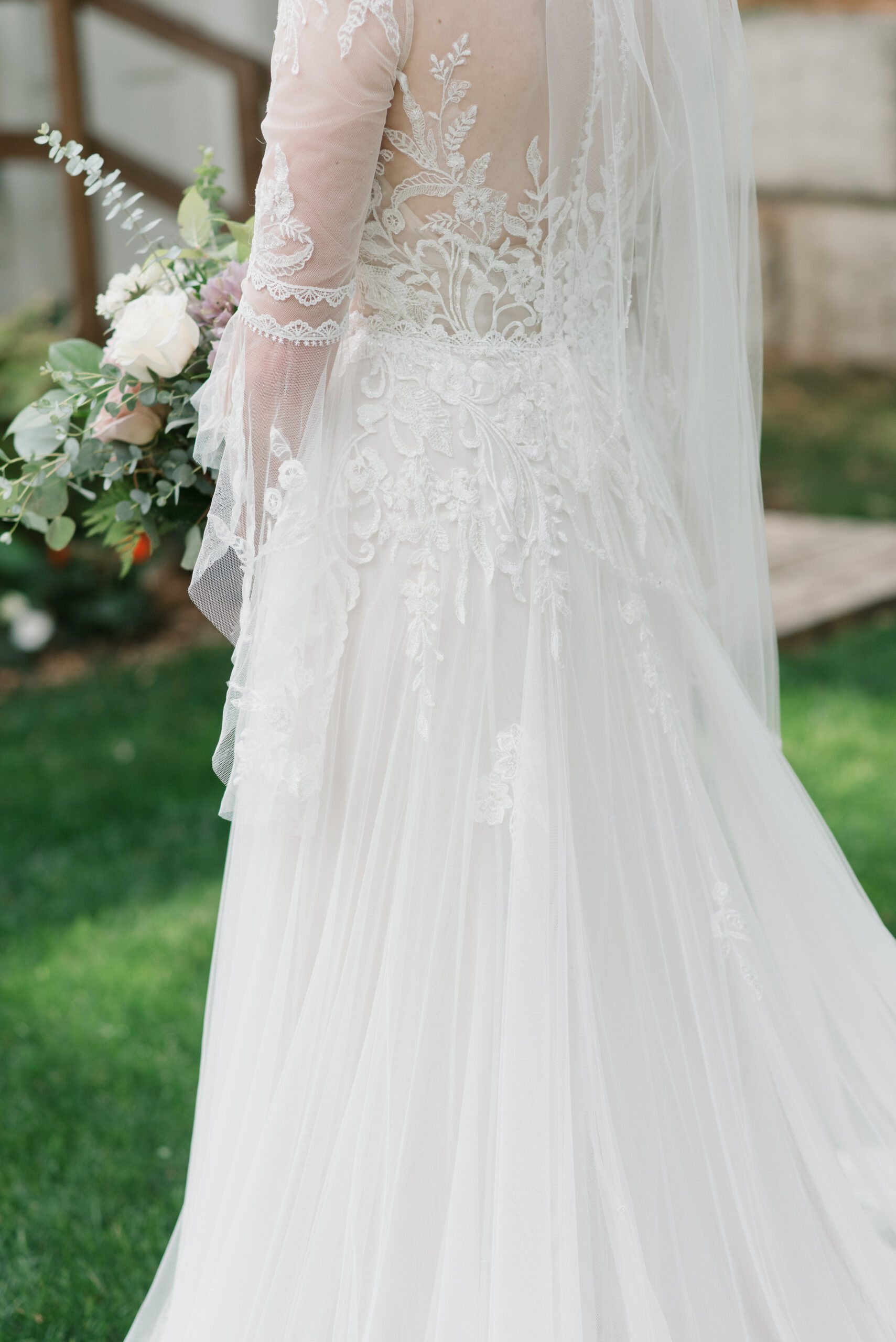 detail shot of brides dress