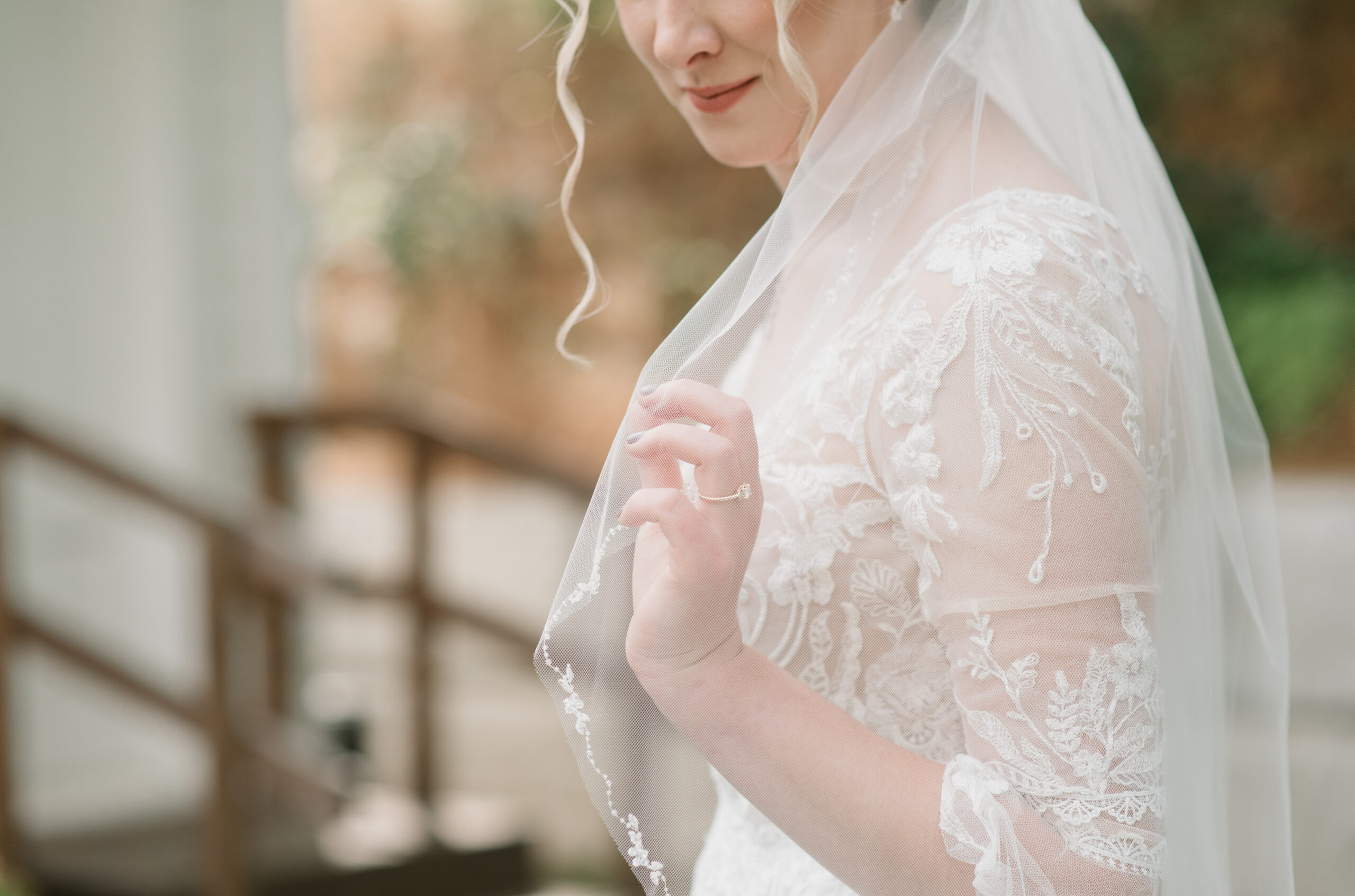 bride detail shot of veil