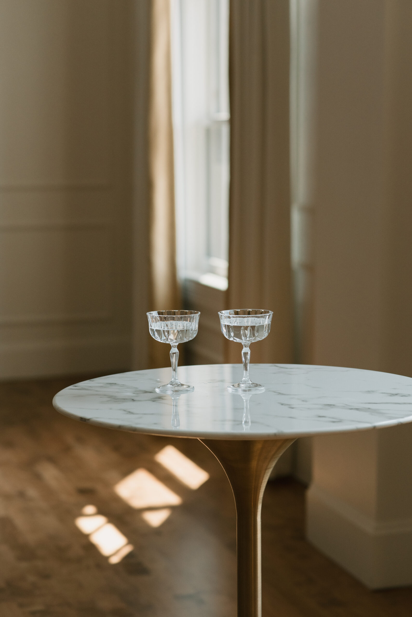 champagne glasses on a table 