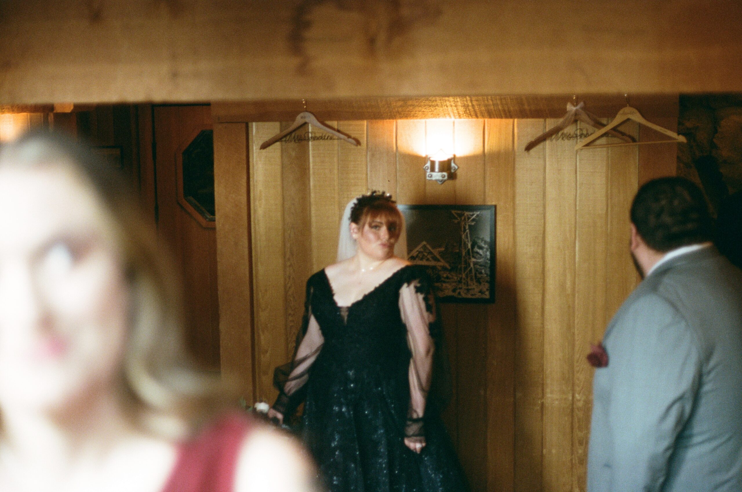 candid wedding film photography of the bride 