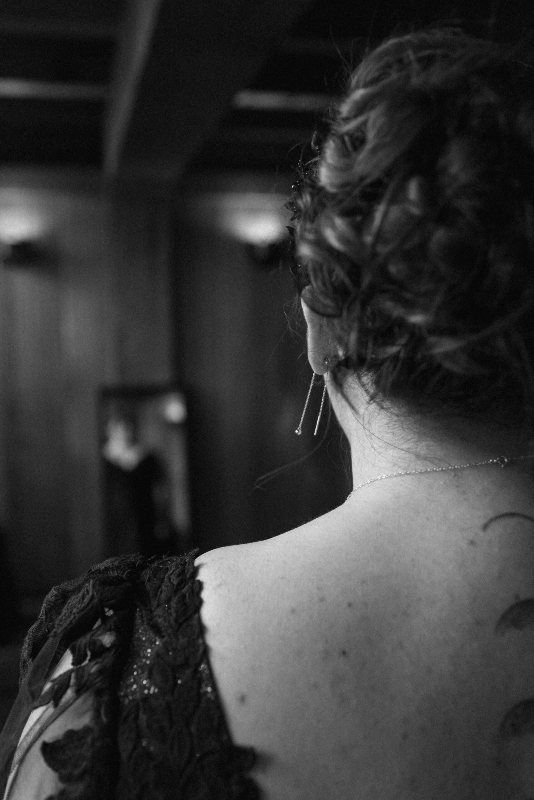 detail shot of bride's back 