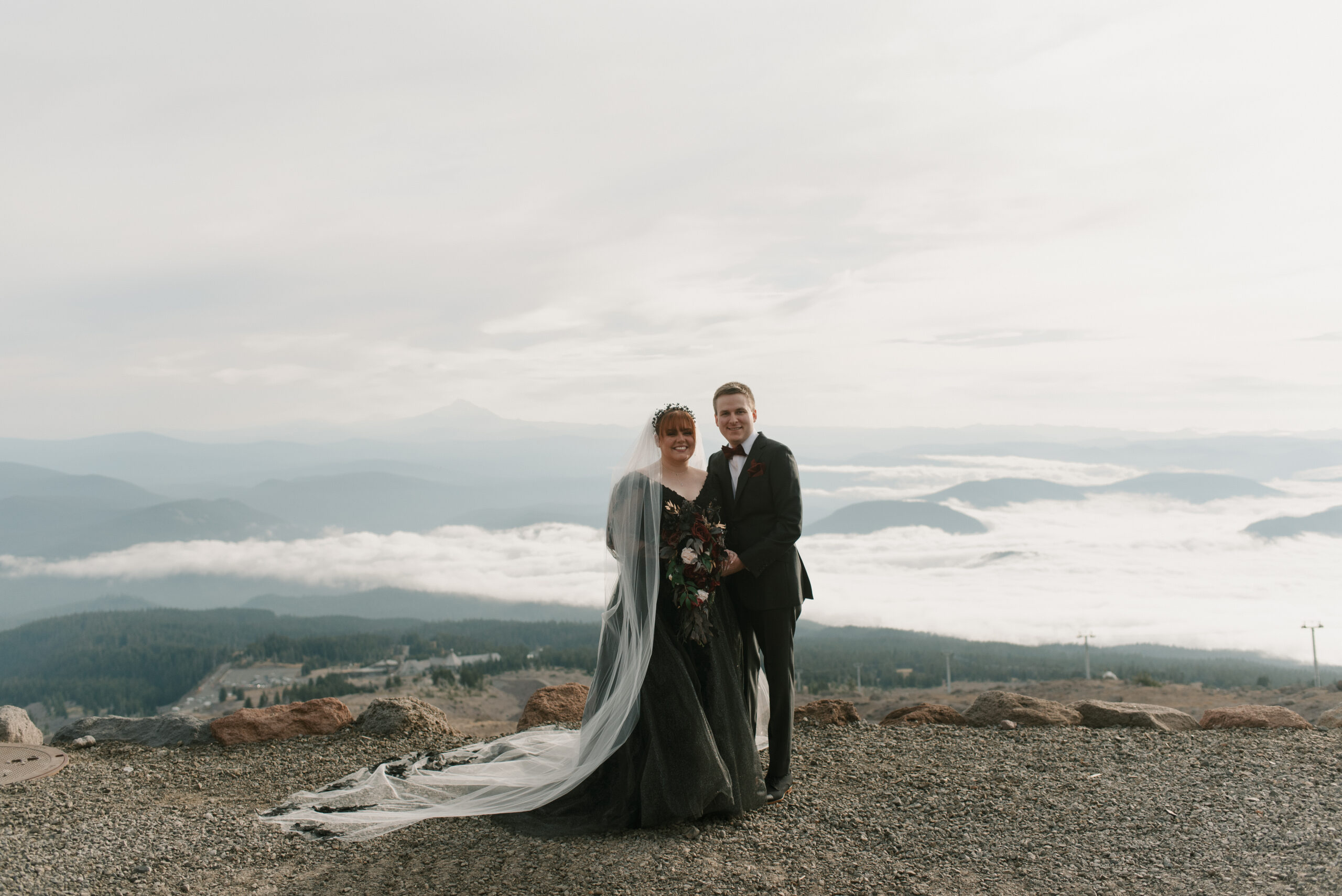 bridal portrait on top of mount hood for a small unique wedding 