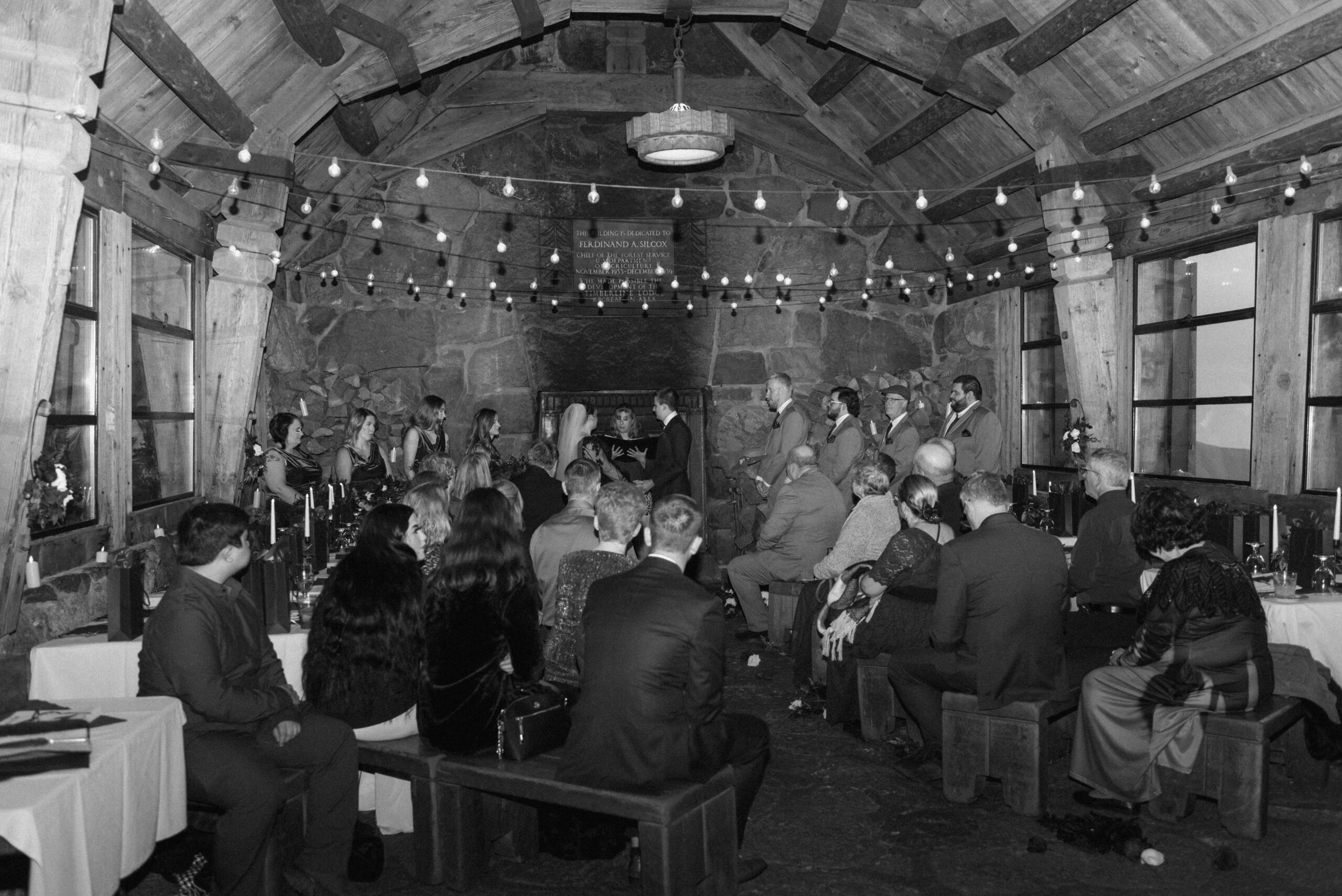 wide shot of whole small unique wedding ceremony 