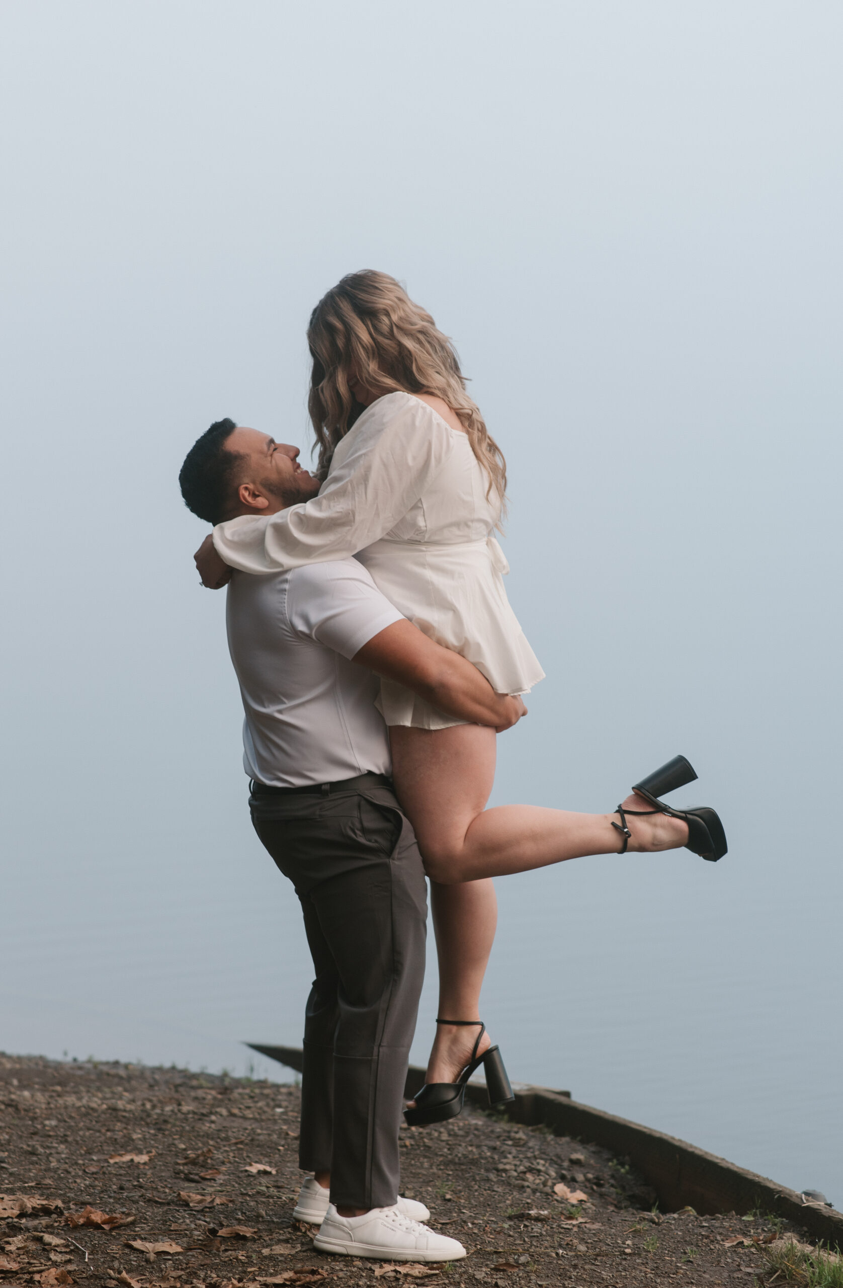 a fiance picking up other fiance in the fog