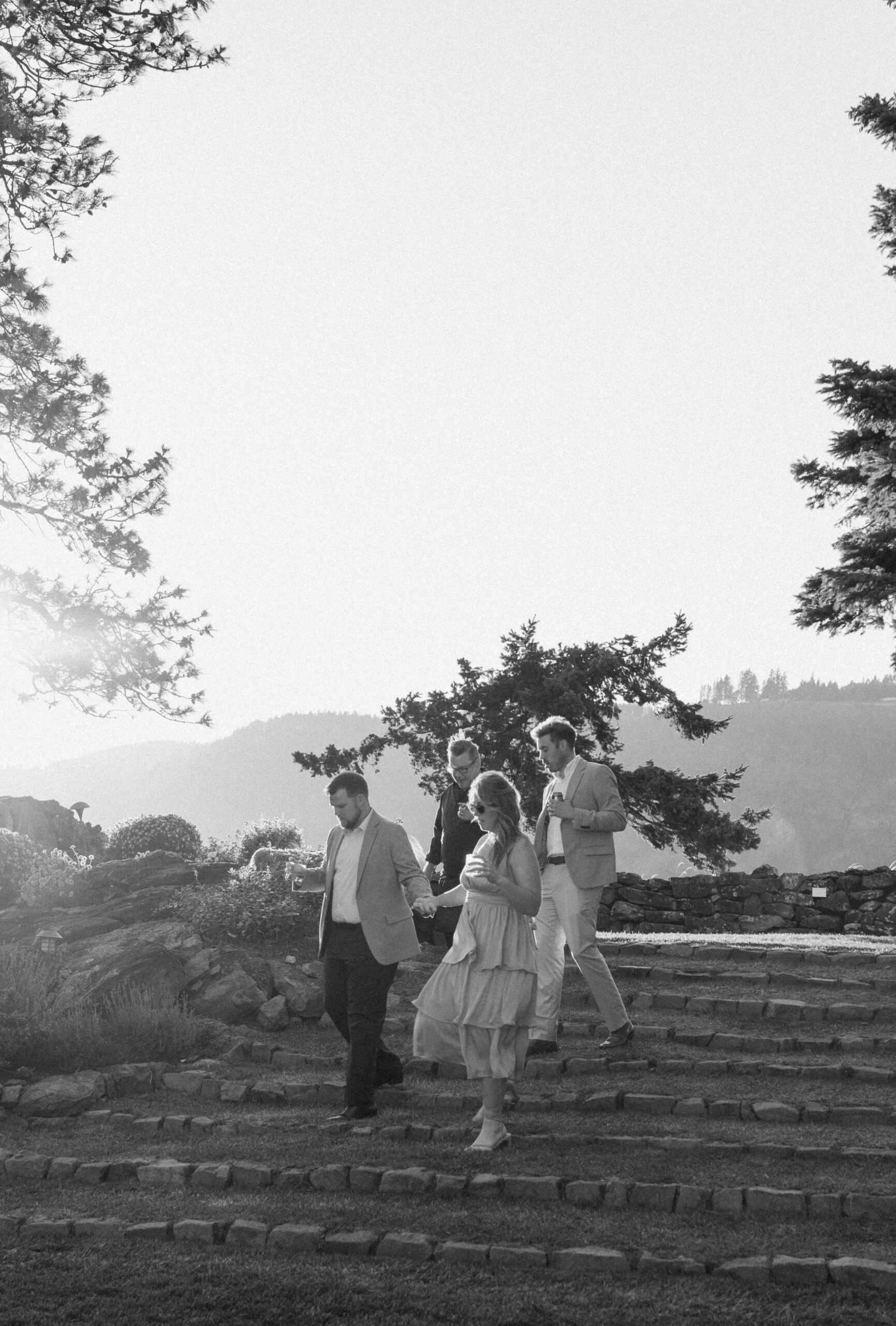 guests walking back to the reception tent