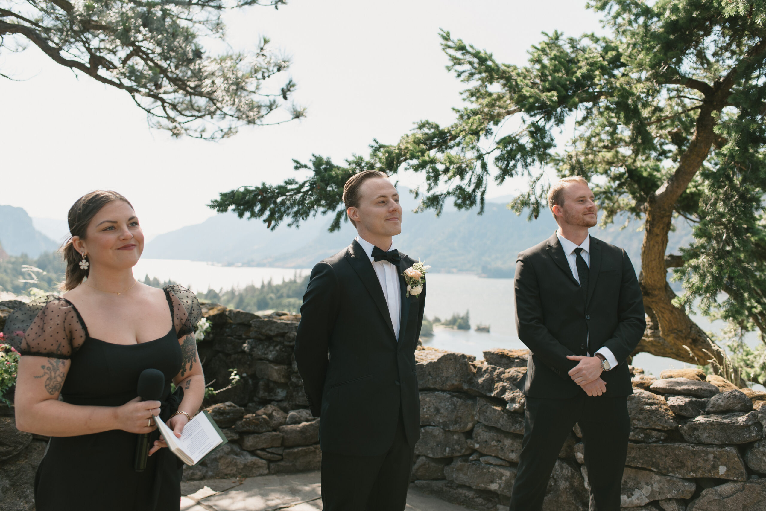 Groom waiting for his bride to walk down the isle