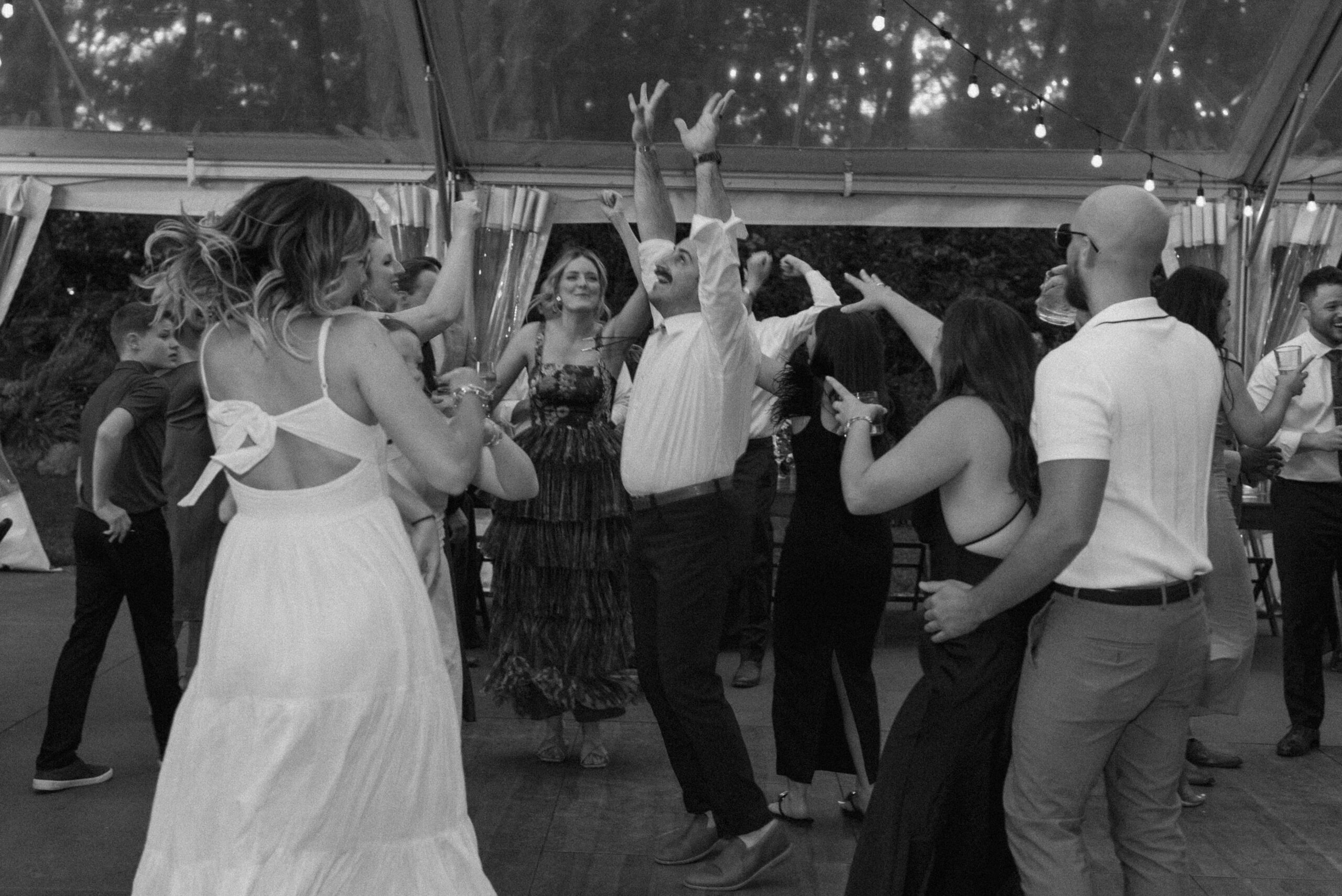 a black and white dance photo at the griffin house