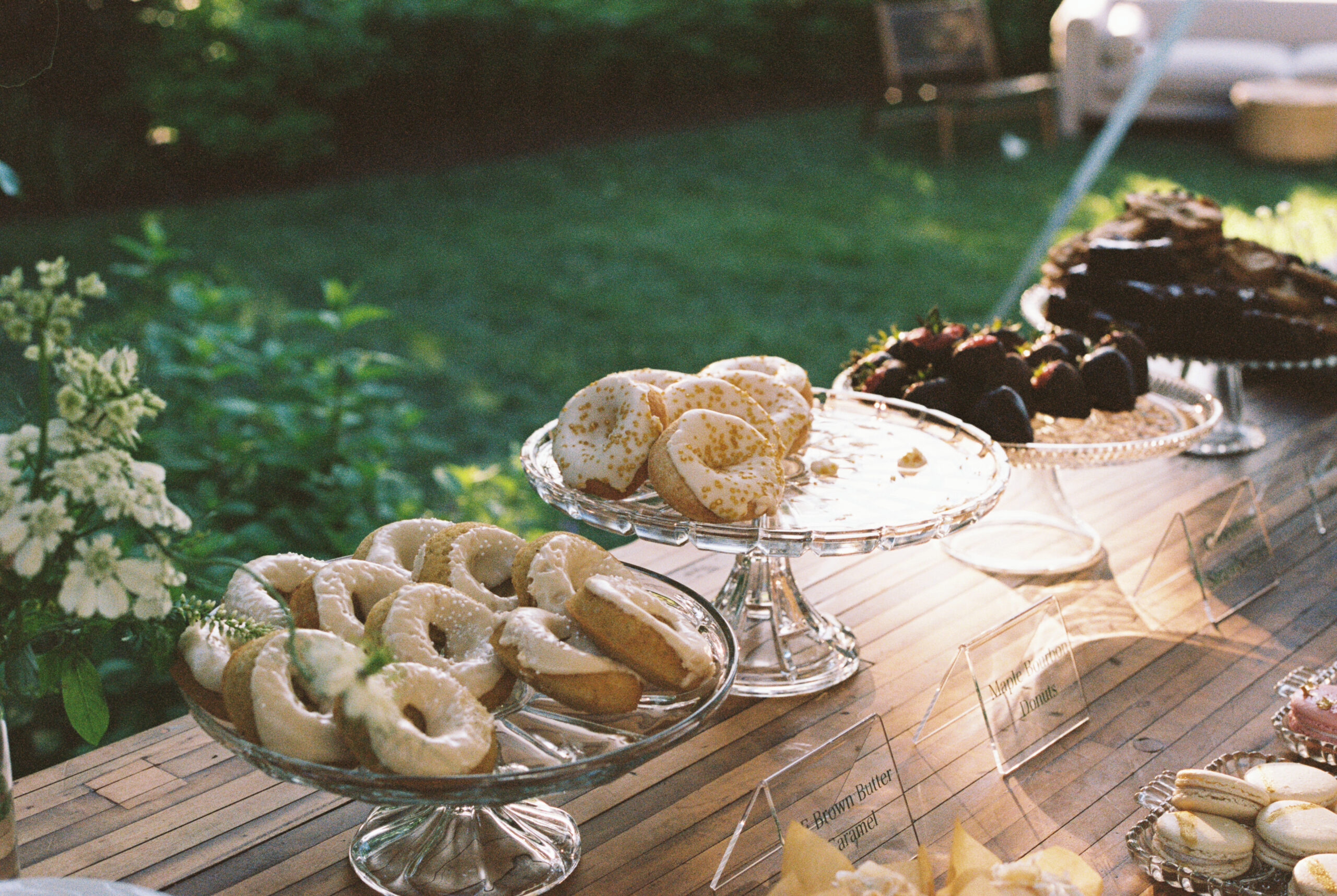 film photo of the dessert table at the griffin house