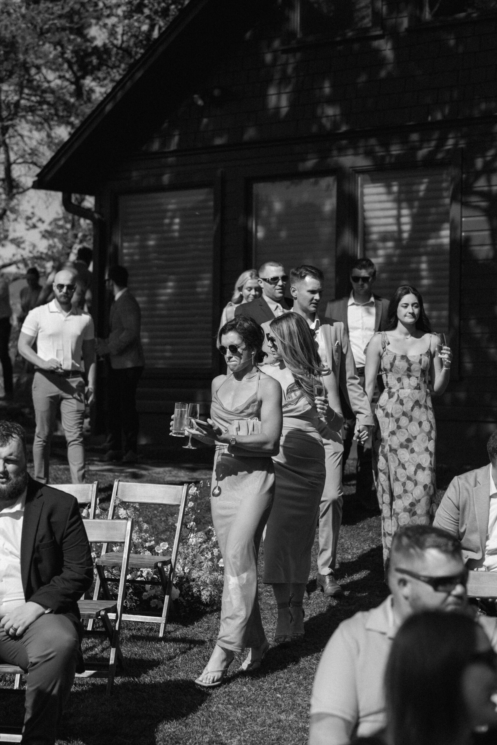 Fashion forward guests arriving for the ceremony