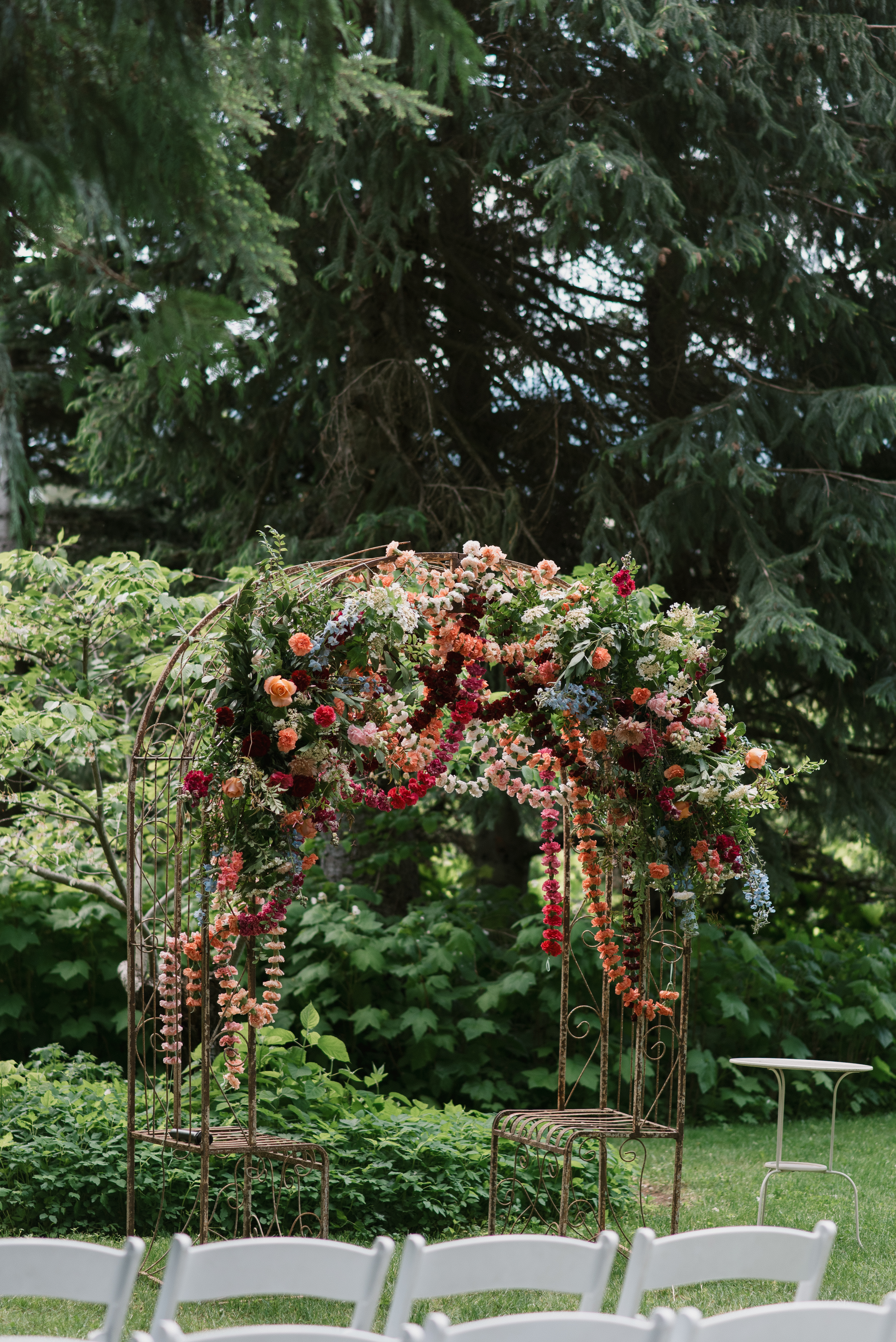 special tradition indian ceremony alter florals at mt hood organic farms wedding