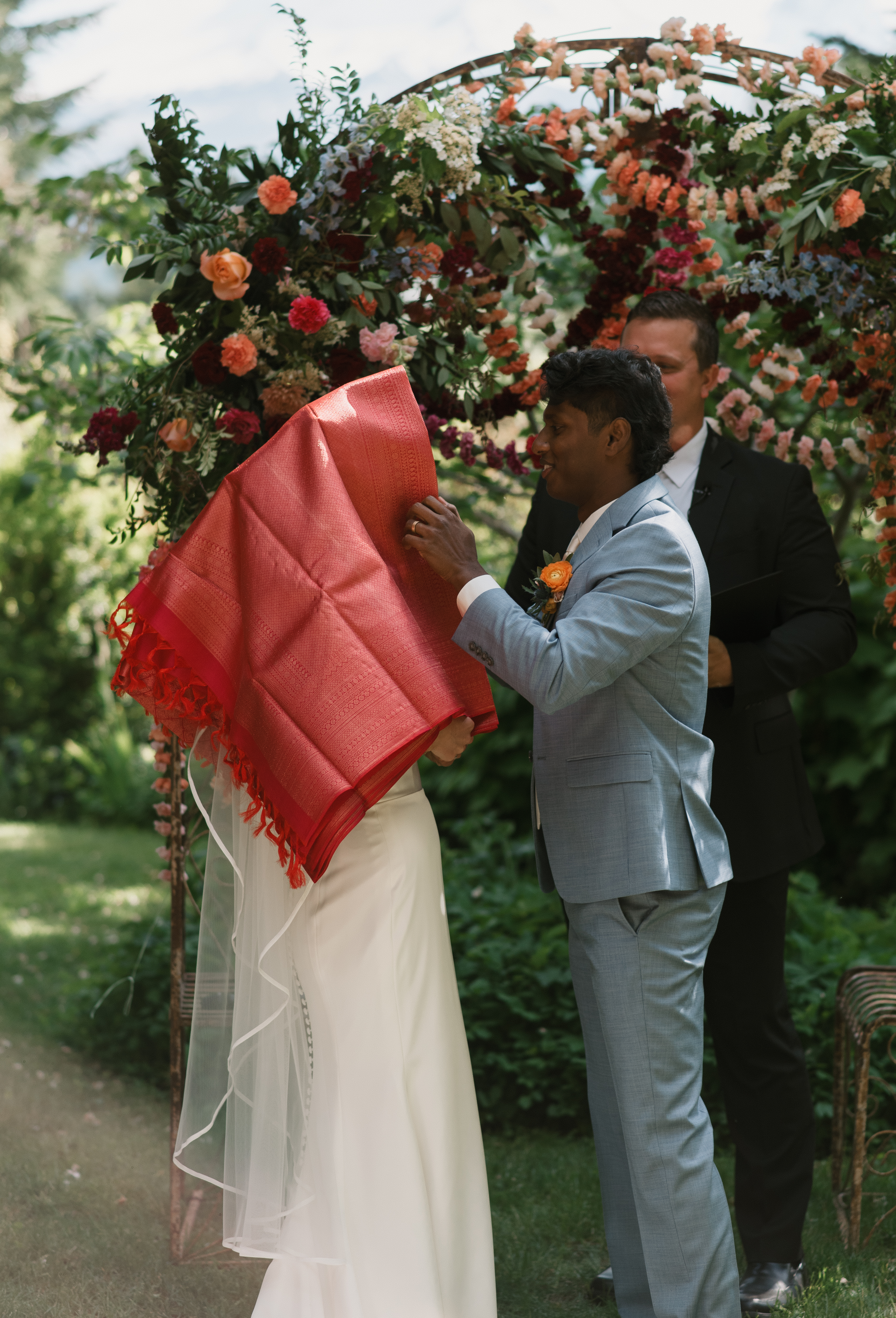 traditional indian wedding ceremony at mt hood organic farms wedding