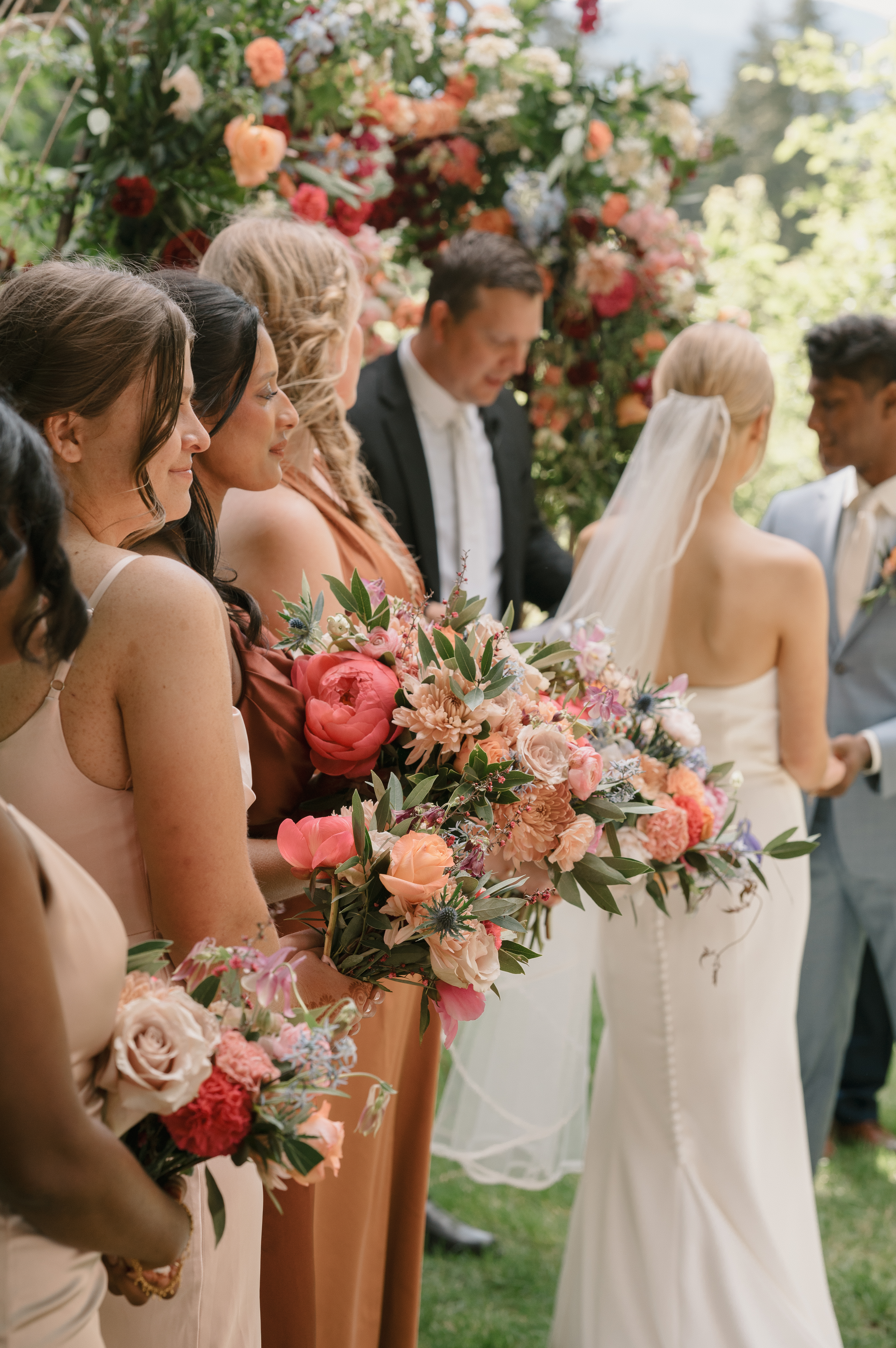 close up of the bridesmaid during the wedding ceremony