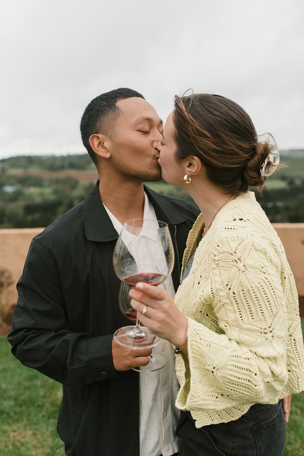 couple wine tasting together