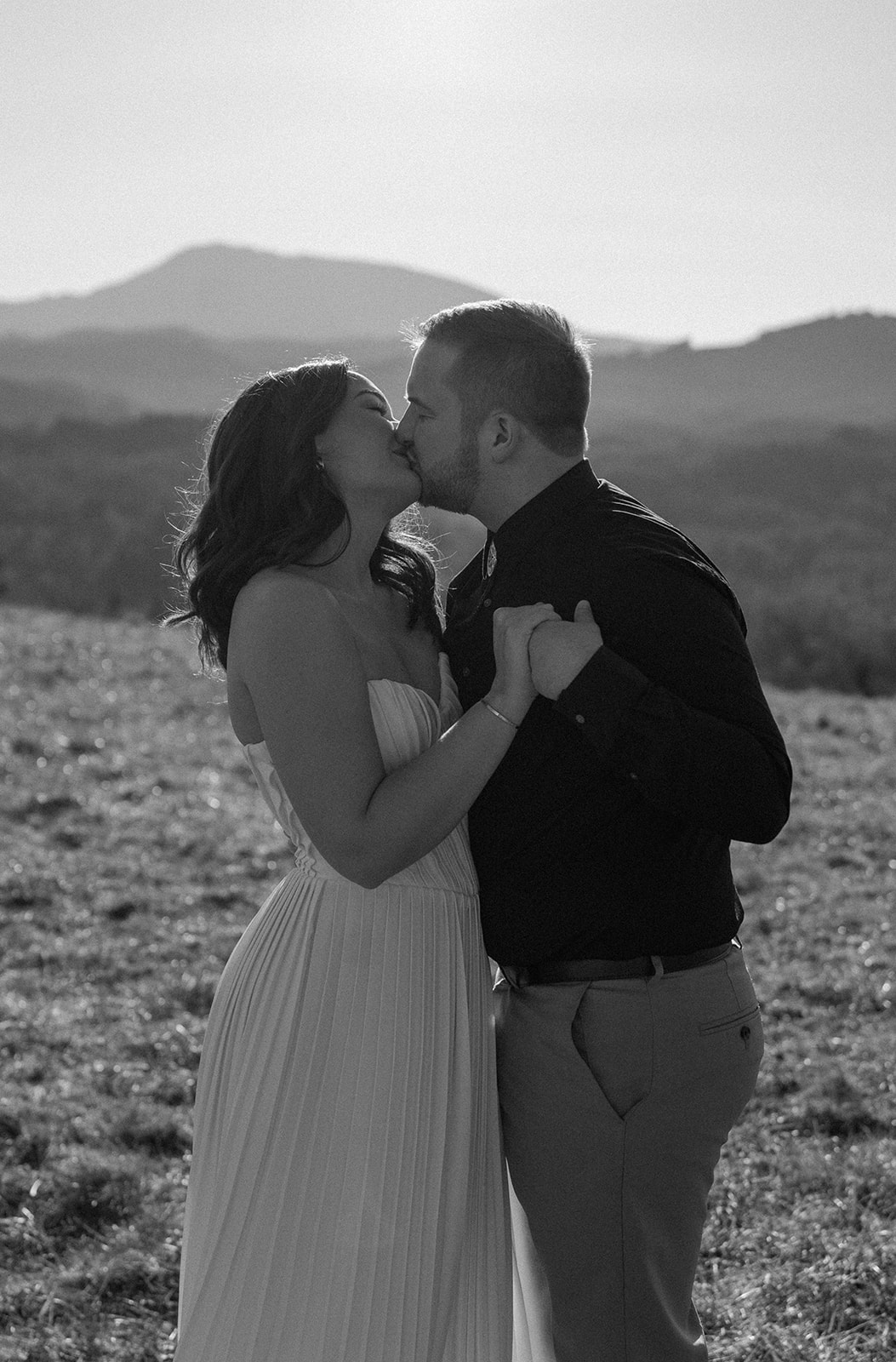 black and white couple during engagement photos