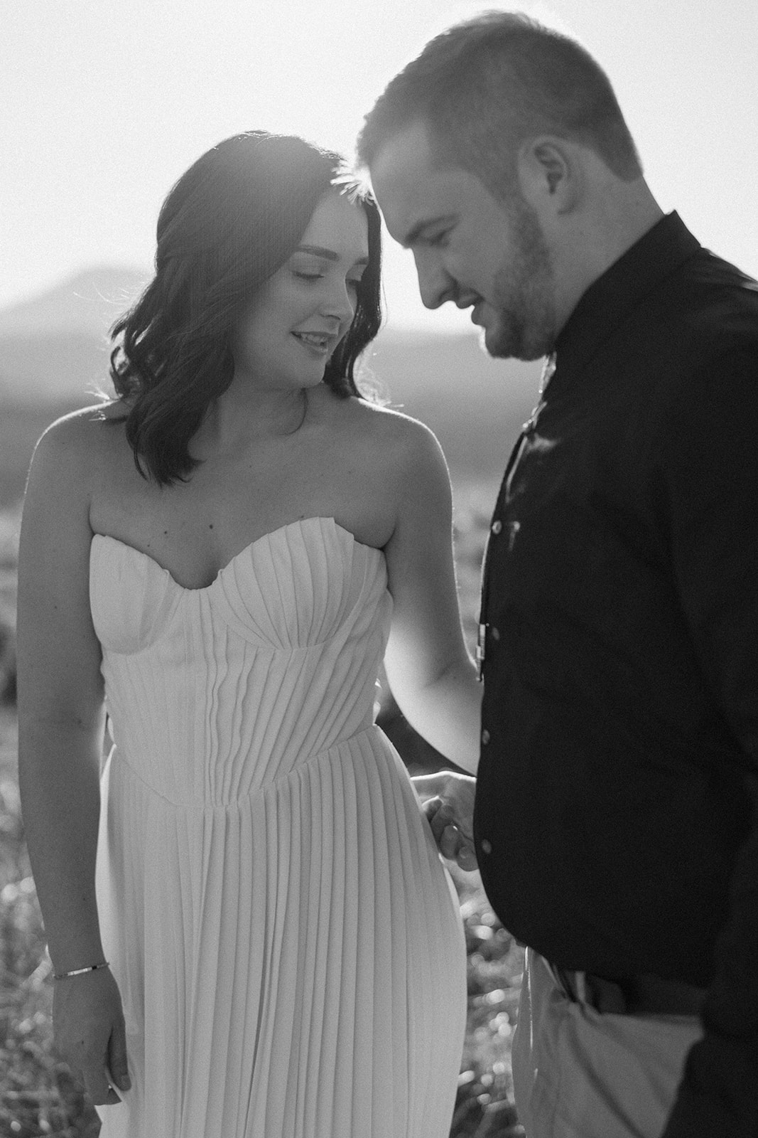 black and white candid of couple