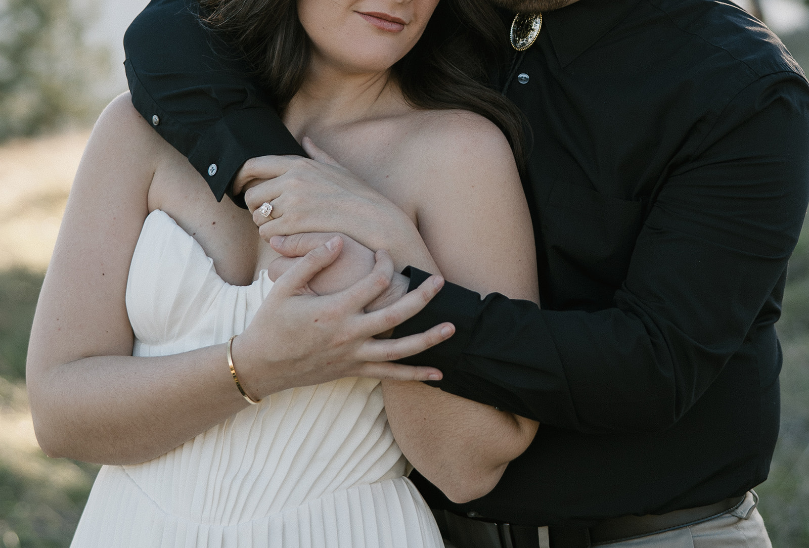 detail photo of couple's hands for their engagement photos