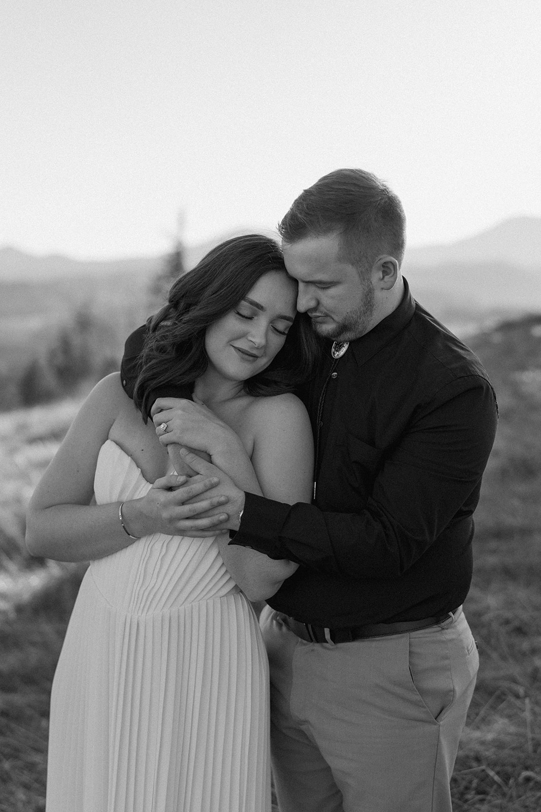 black and white couples portrait for engagement photos