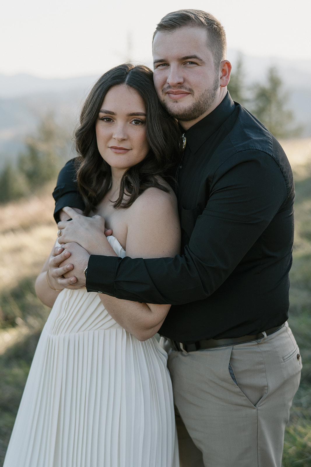 editorial pose of couple at their engagement session