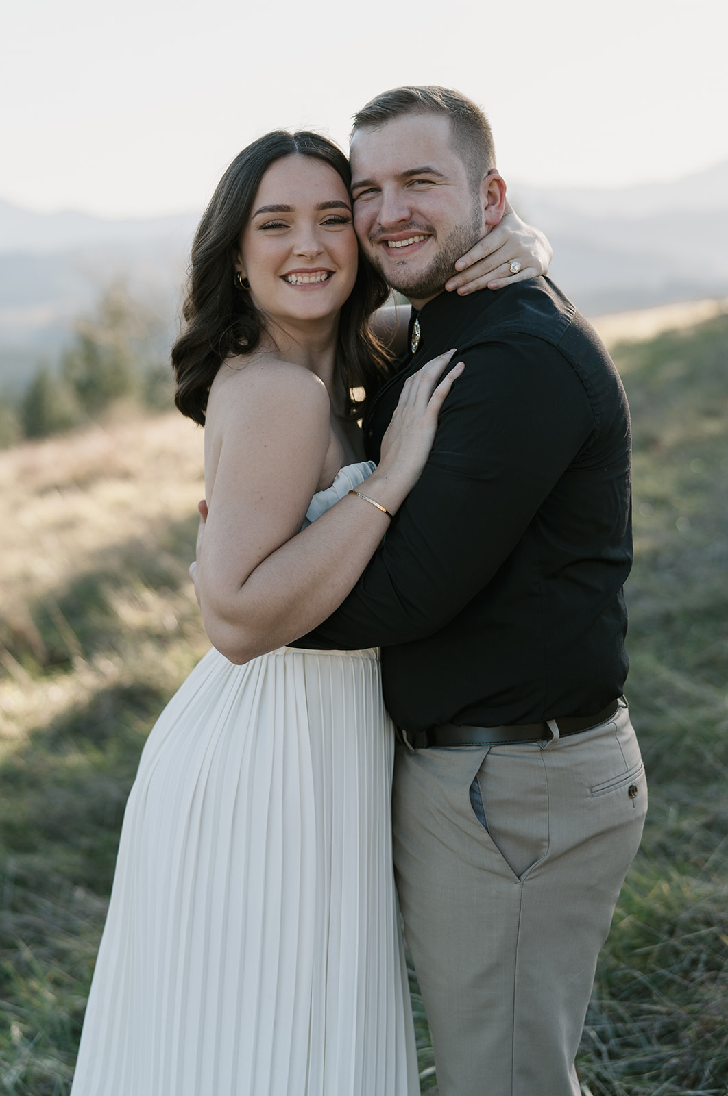 cheesing photo of couple at engagement session