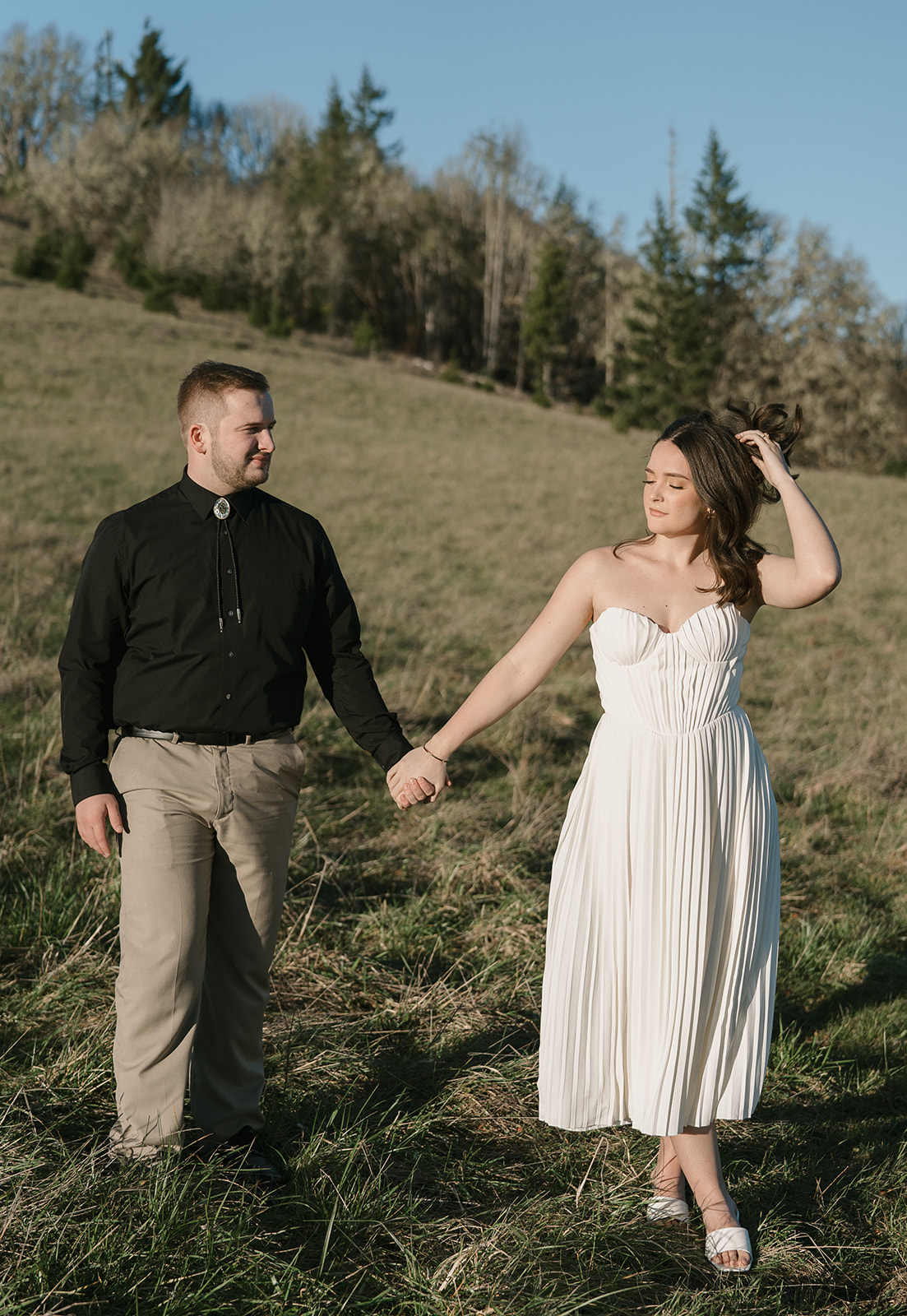 editorial couples pose at engagement session