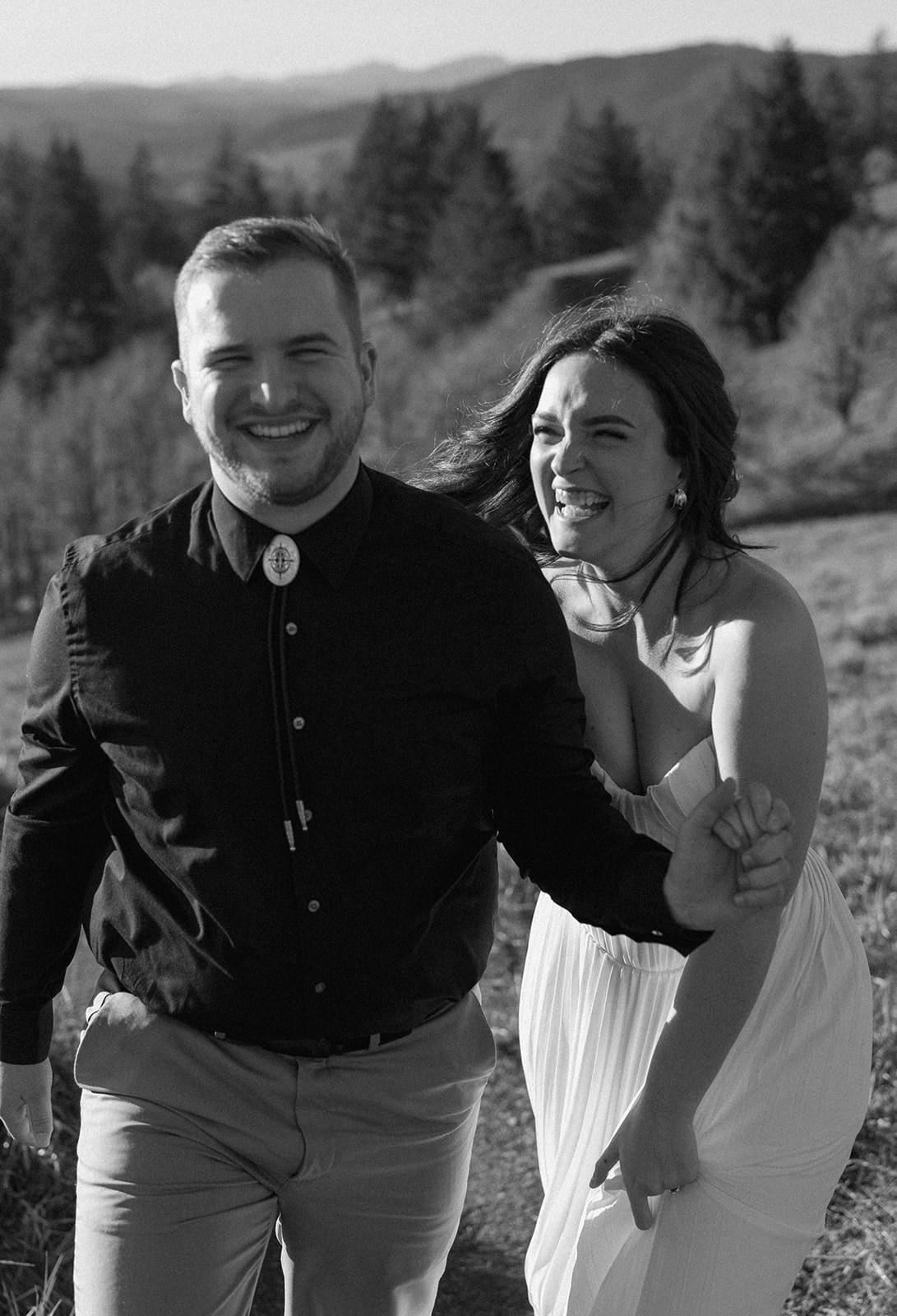 black and white candid photo for engagement photos