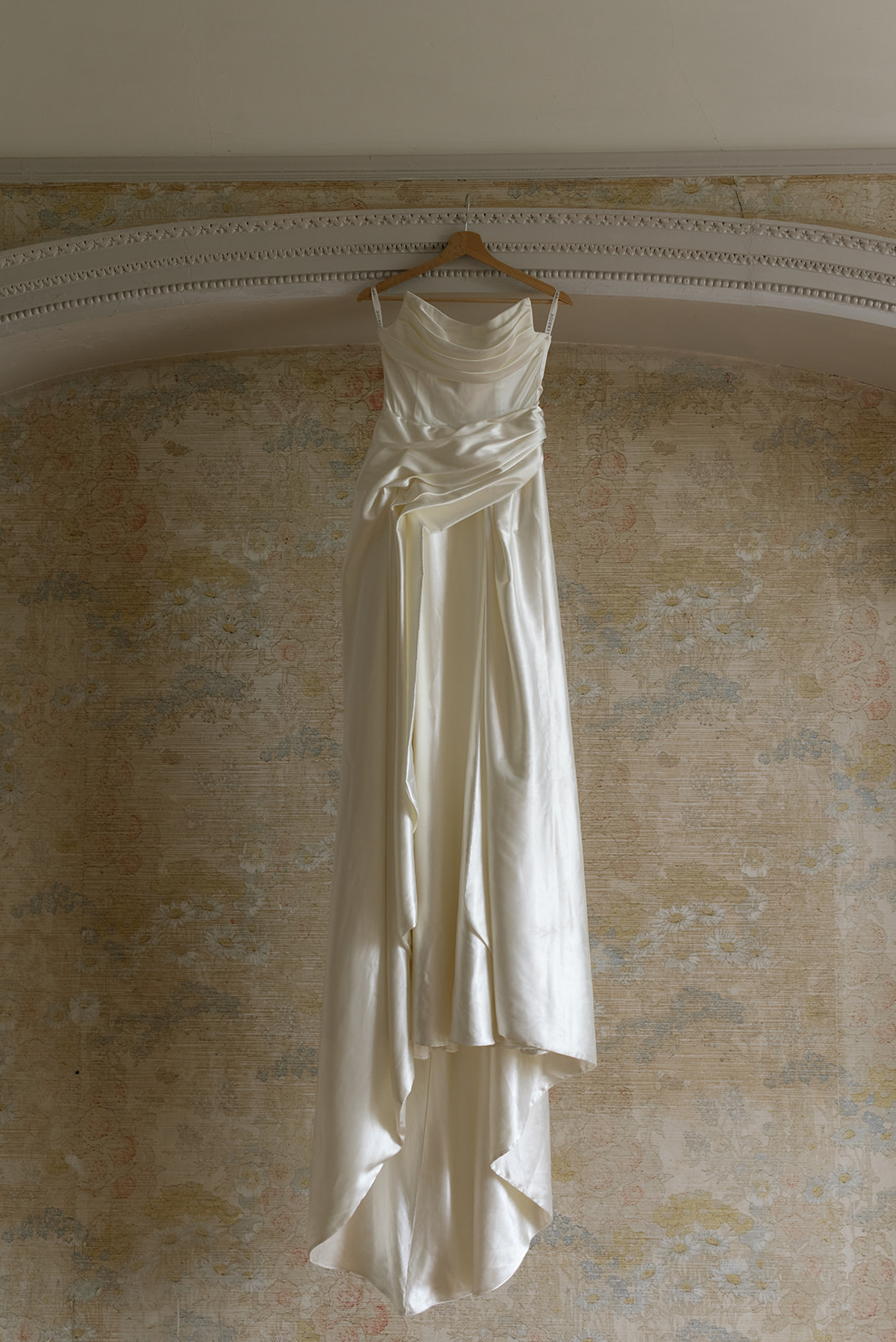 wedding dress hanging at Hilton Park Manor in Ireland