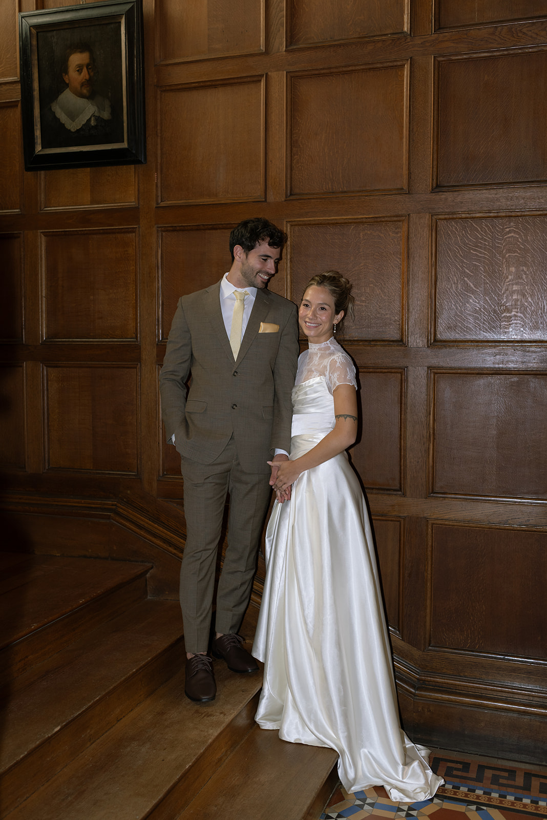 editorial pose with the beautiful architecture of hilton park manor in ireland