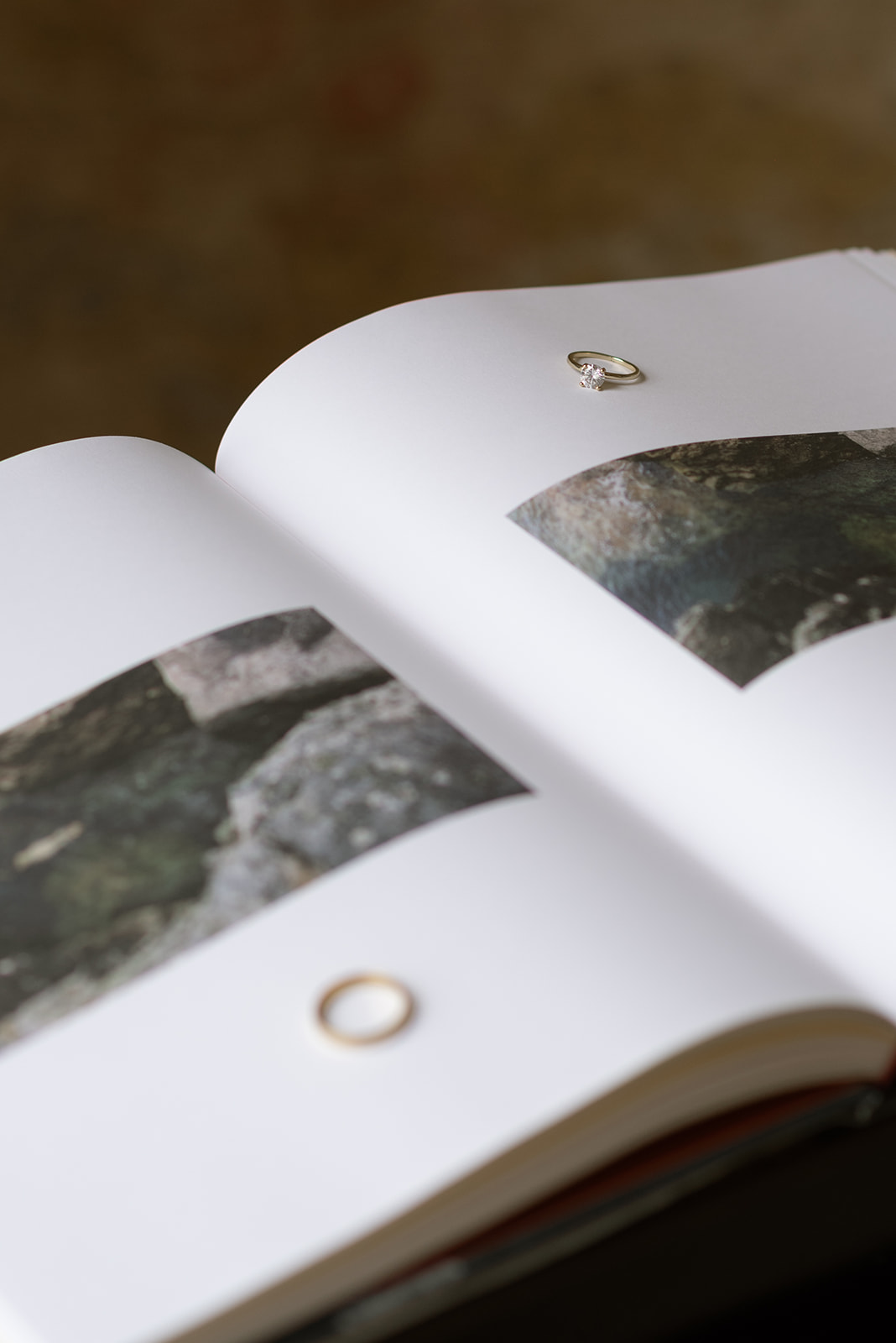 wedding rings laying on a book in an irish manor