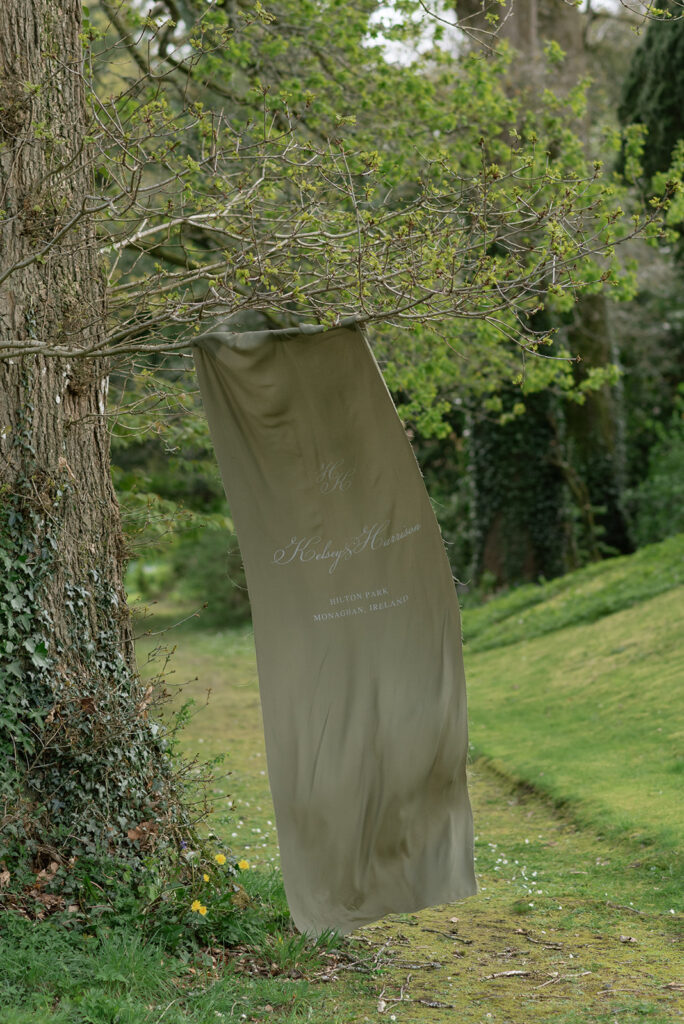 luxury wedding sign blowing in the wind