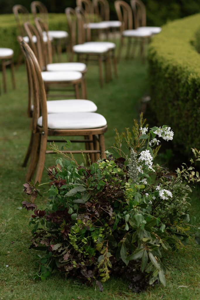 Outdoor ceremony in the gardens of Hilton Park Manor, Ireland intimate wedding